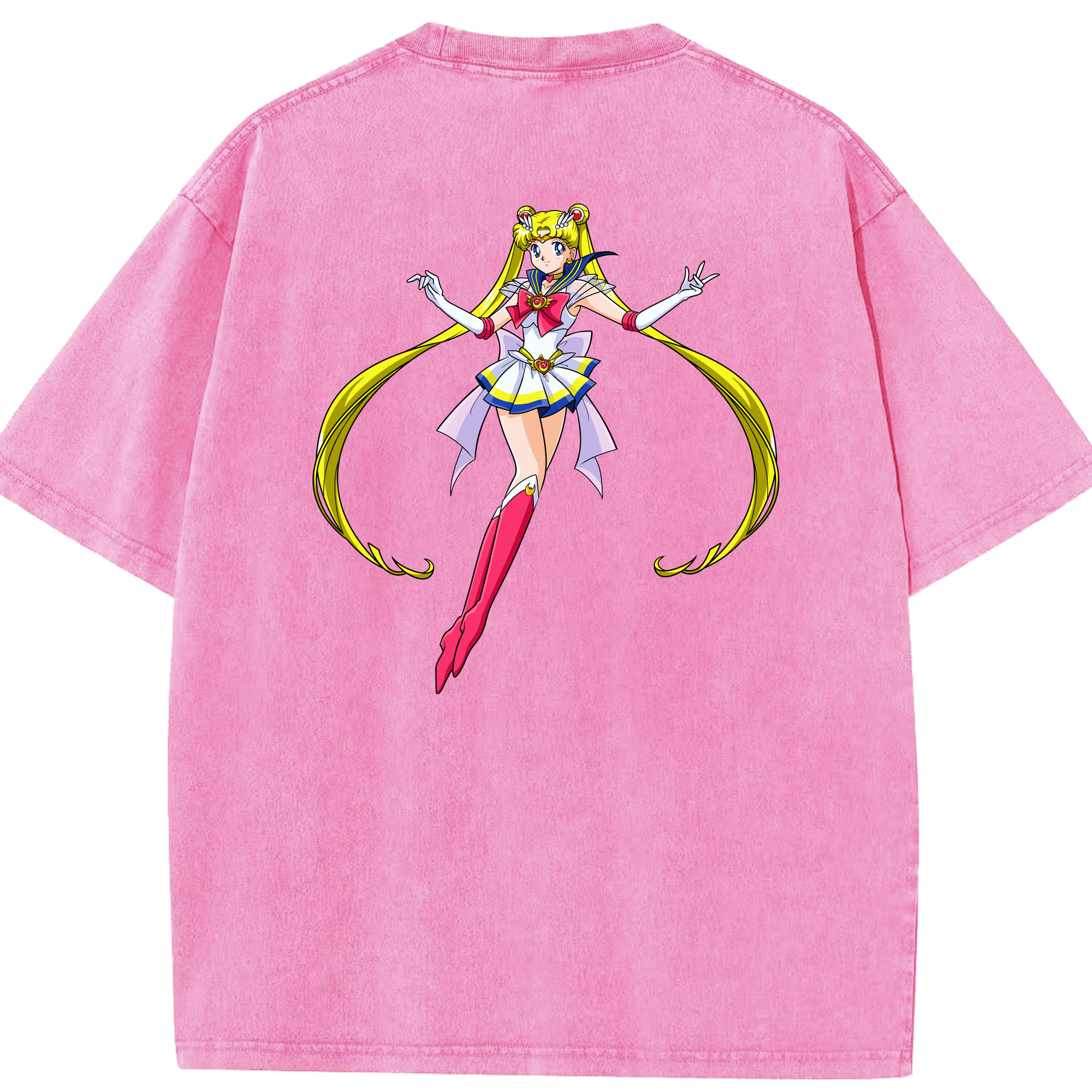 （画像用） 美少女戦士セーラームーン 月野 うさぎ つきの うさぎ Sailor Moon Tsukino Usagi 綿100% ヴィンテージ風 半袖Tシャツ（背面プリント）